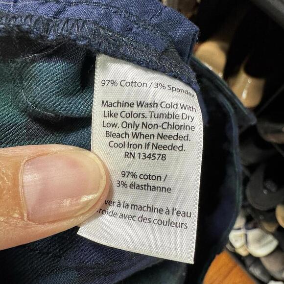 Vineyard Vines pants womens 12 green tartan plaid zip ankle christmas holiday - Picture 5 of 7